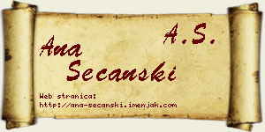 Ana Sečanski vizit kartica